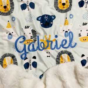 Cobija Doble Faz Animalitos Azul