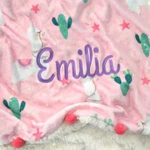 Cobija Doble Faz Llamas con Pompones