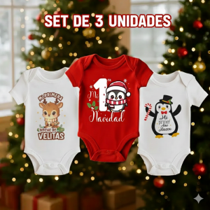 Set x 3 Bodys Primera Navidad | Velitas | Año Nuevo